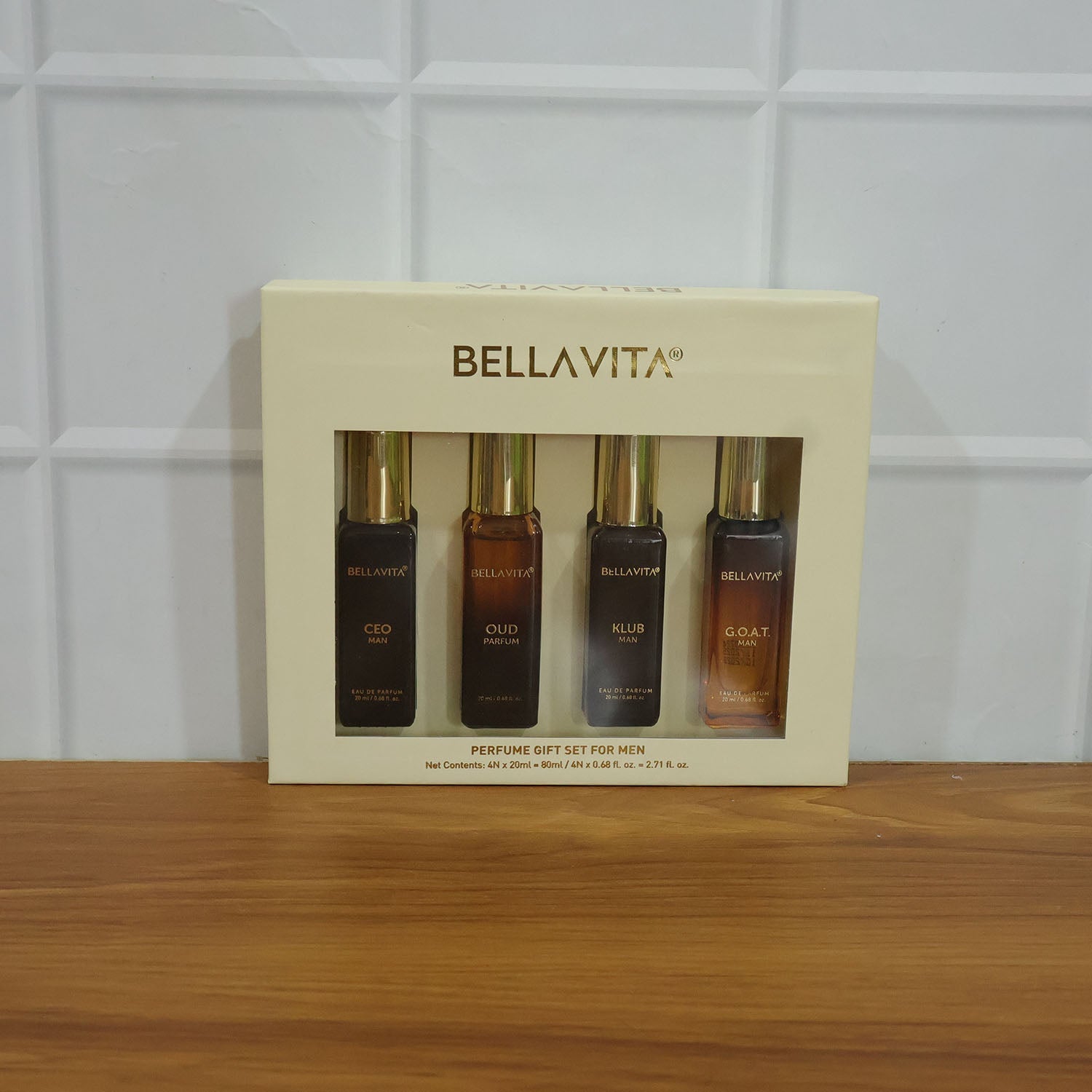 Travel-sized men's perfume bottles in Bellavita gift set