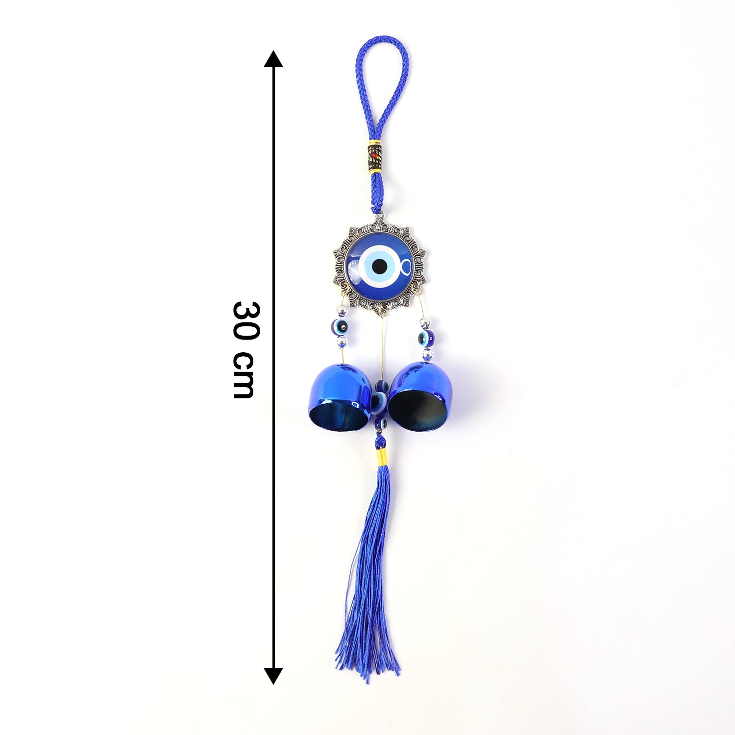 Lucky charm wind chime set with two hanging evil eye pieces