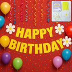Festive happy birthday decoration set ready for party celebration