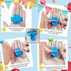 Happy birthday party supply kit with balloons, banner, and tools