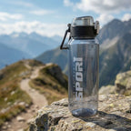 Flip lock lid on black 1000 ML sports water bottle for leakproof use