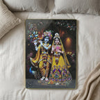 Close-up of Radha Krishna painting on wall frame