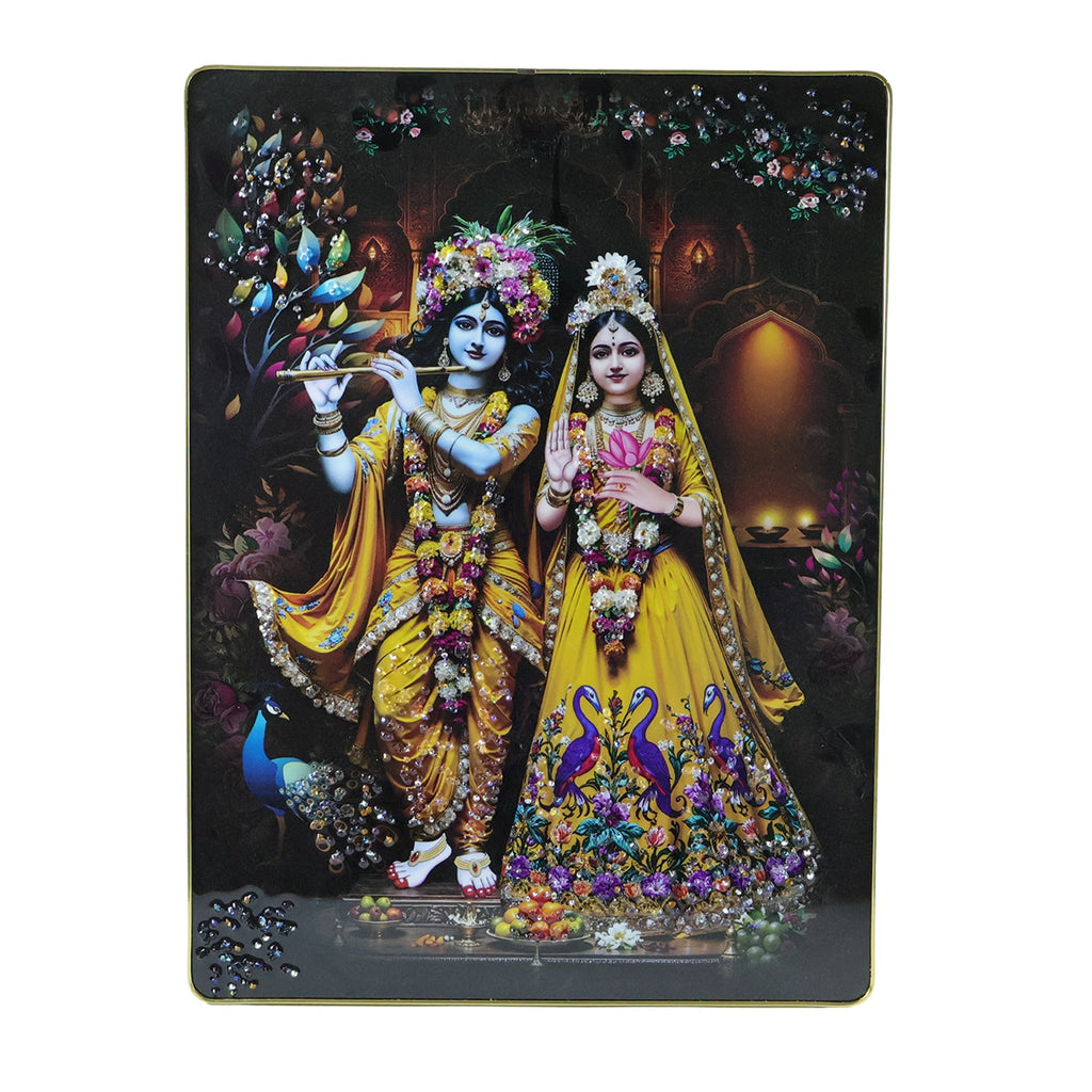 Religious Radha Krishna wall hanging framed artwork