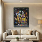 Vibrant Radha Krishna wall frame, perfect for home and temple decor
