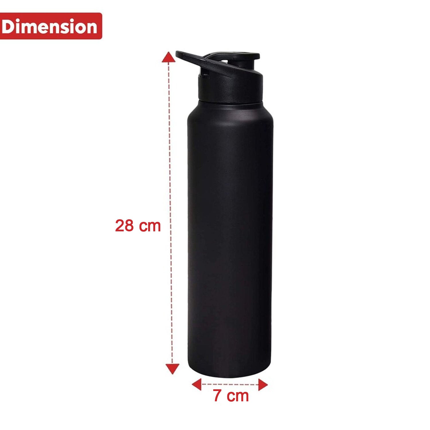 Graphic displaying water bottle size and dimensions clearly