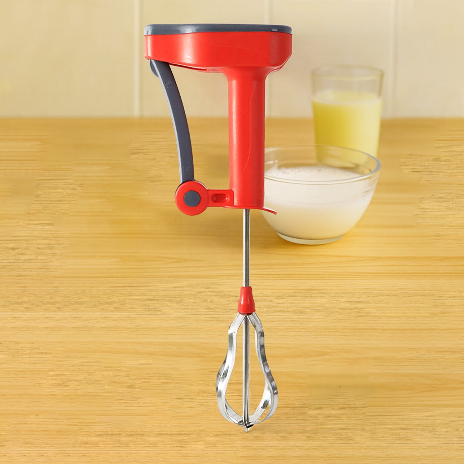 Handheld power blender with stainless steel whisk attachment
