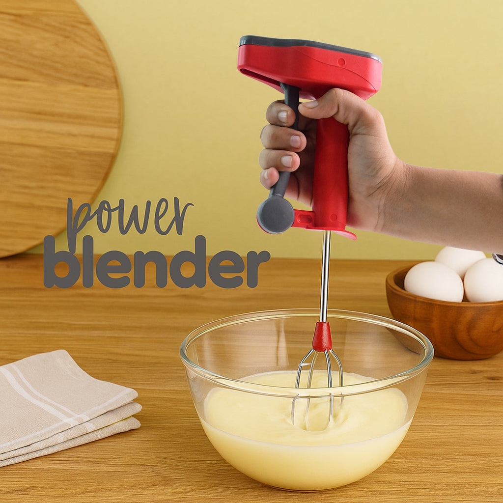Side view of Supermom handheld power blender with ergonomic handle
