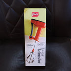 Product shot of handheld power blender with whisk for versatile kitchen use