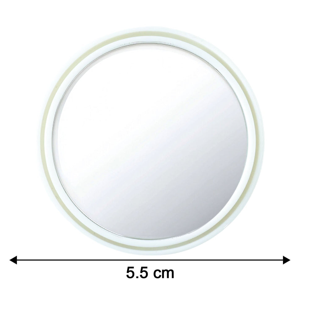 Diagram detailing dimensions of white round car blind spot mirror