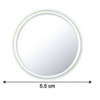 Diagram detailing dimensions of white round car blind spot mirror
