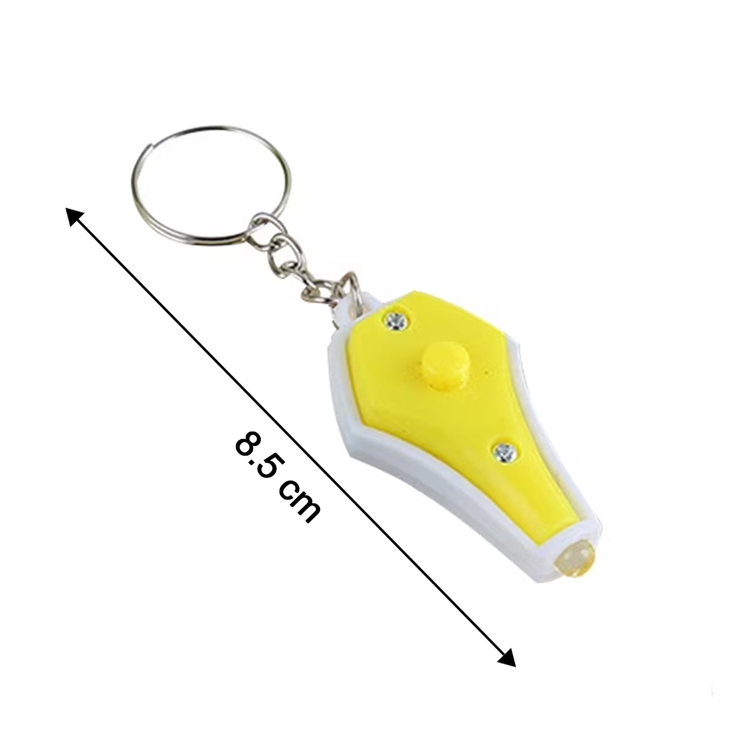 Compact LED keychain torch featuring blue illumination and easy push-button