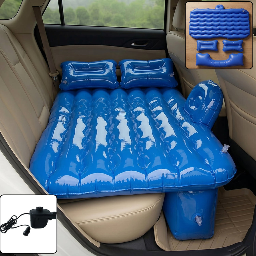 Portable inflatable car mattress showing soft cushioned surface