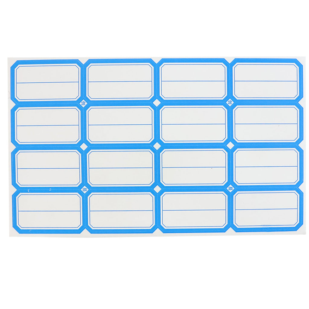 Sheet showcasing self-adhesive rectangular label stickers for jars
