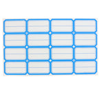 Sheet showcasing self-adhesive rectangular label stickers for jars