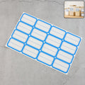 Sheet of self-adhesive rectangular label stickers ready for organizing