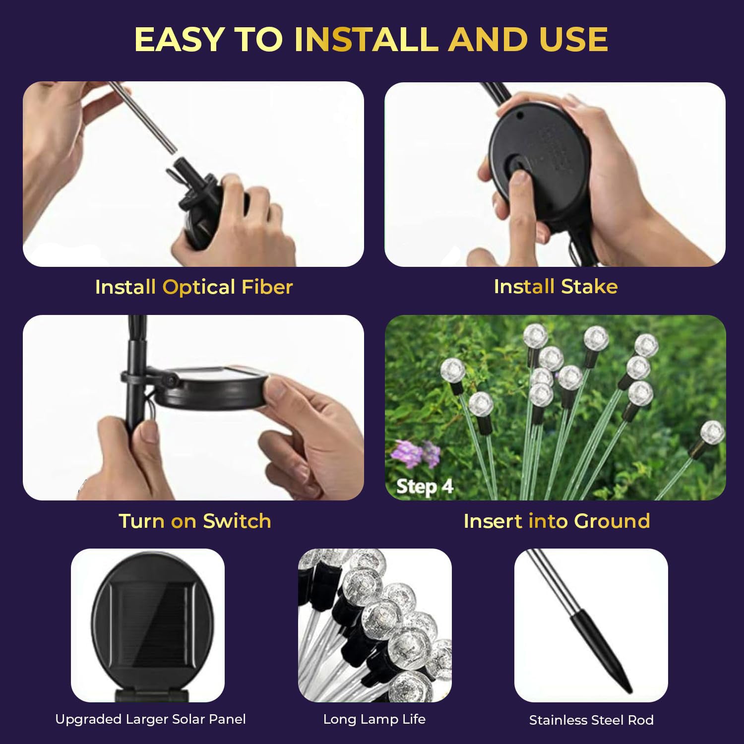 Solar LED decorative garden light glowing beautifully at dusk