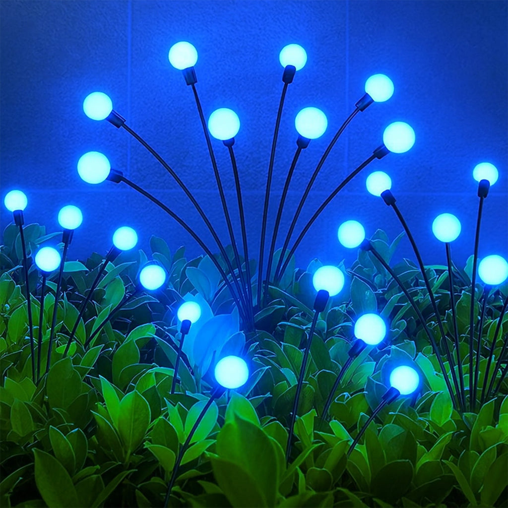 Solar LED fiber optic garden light showcasing multi-strand glowing effect