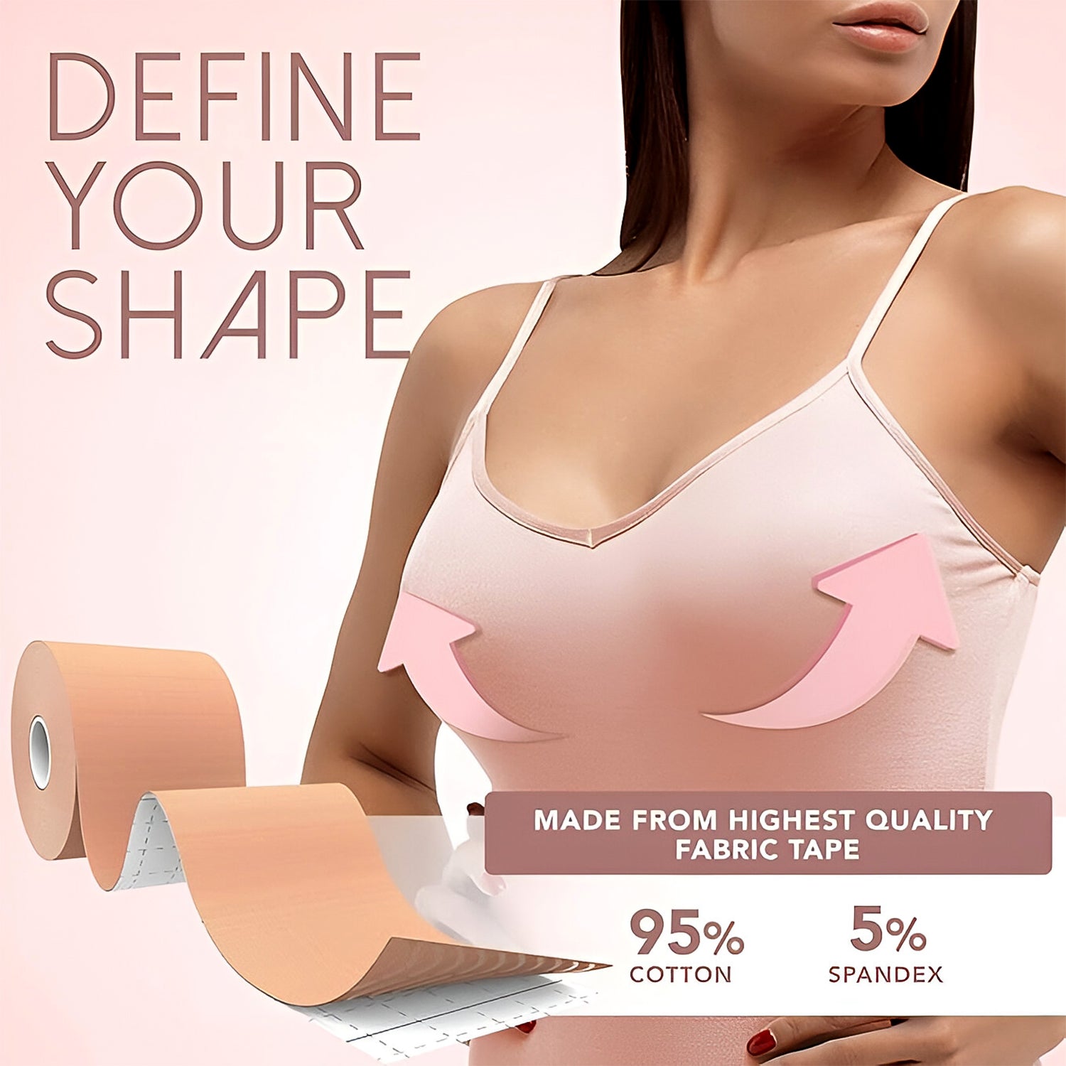 Body tape roll and nipple covers included in styling kit for secure outfit hold