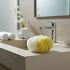 Dual color shower sponge made with soft mesh material