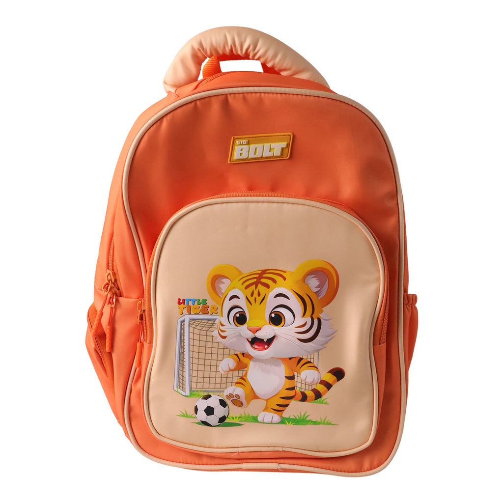 Stylish orange kids school bag with spacious compartments
