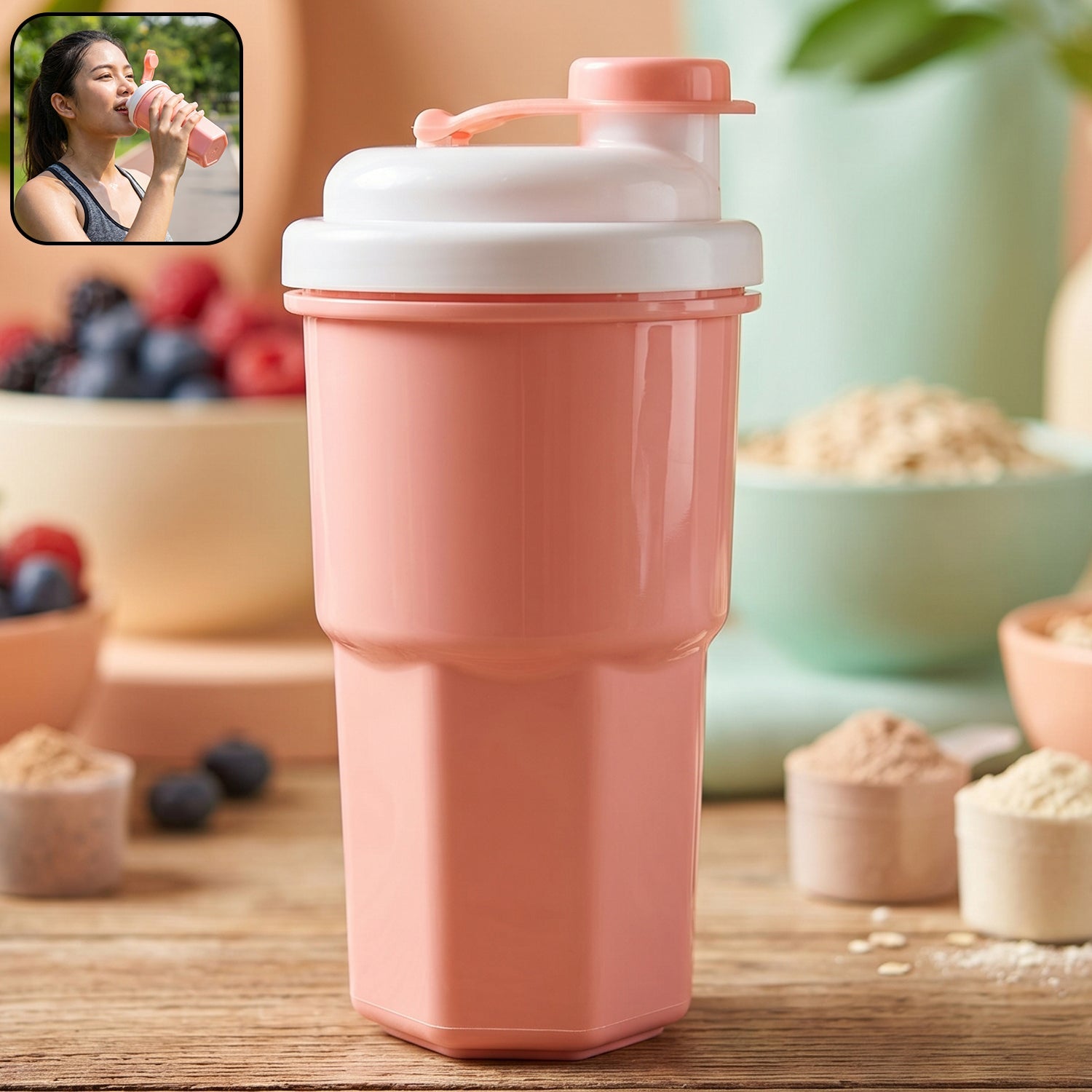 protein shaker tumbler 400ml with flip lid for gym and travel