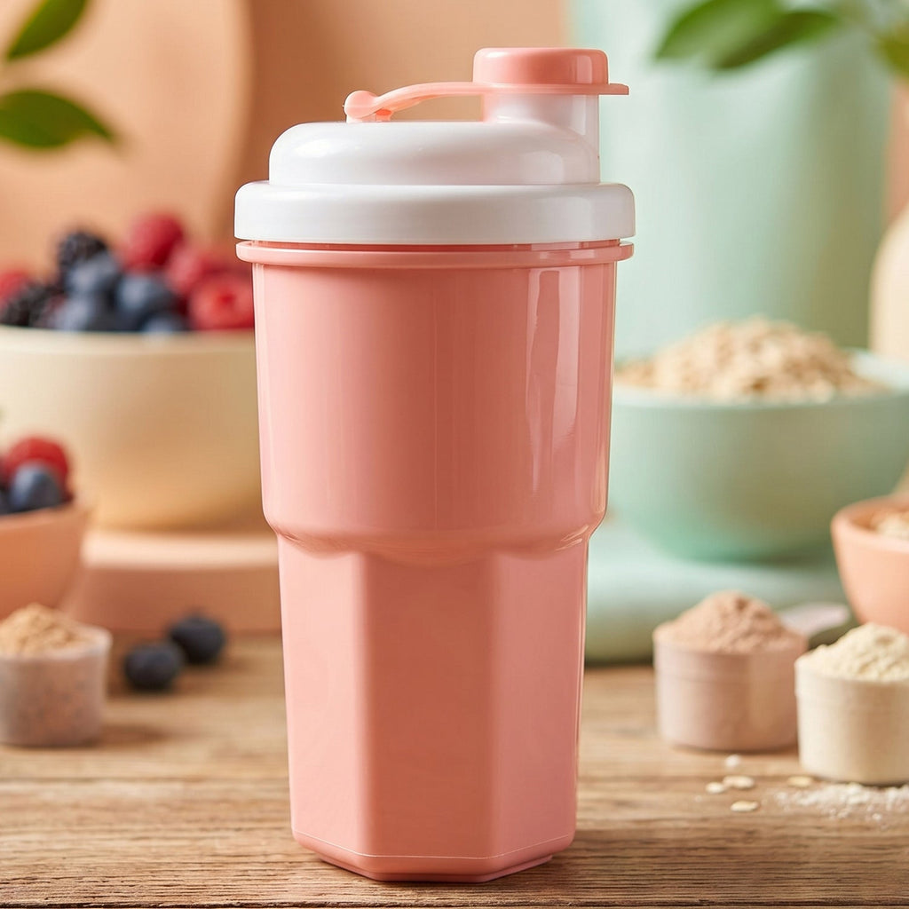 multipurpose protein shaker cup with wide mouth opening
