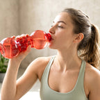 Front view of 550ML dumbbell shaped water bottle made of durable plastic