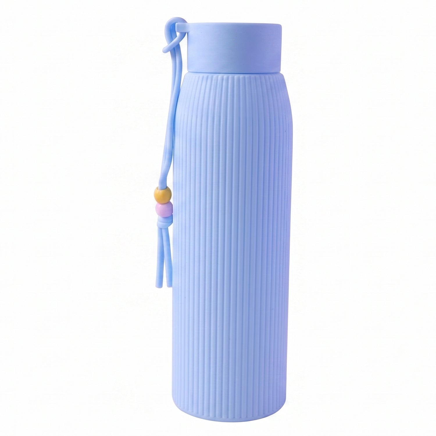 Kids reusable textured glass water bottle with protective sleeve