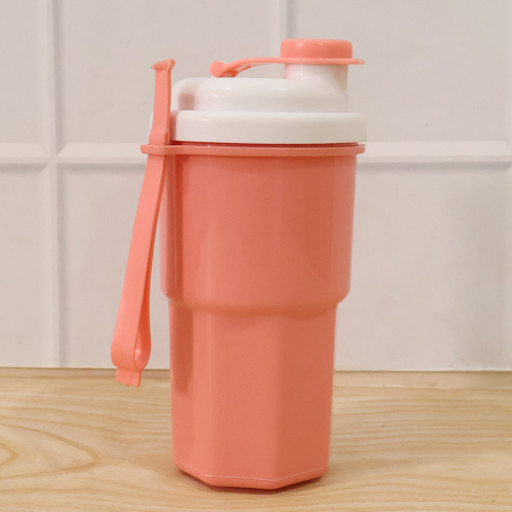 reusable protein shaker cup with secure flip lid