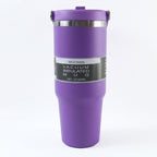 Ergonomic handle for comfortable grip on vacuum insulated travel mug