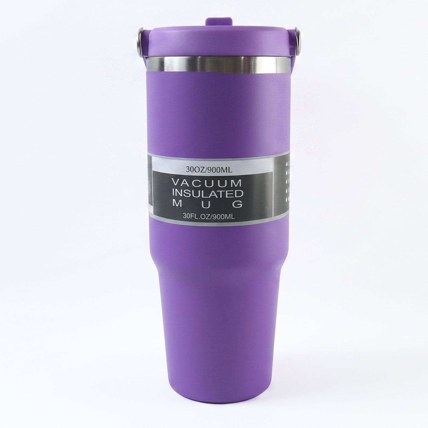 Ergonomic handle for comfortable grip on vacuum insulated travel mug