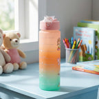 900ml motivational gradient water bottle with inspirational design and flip-top lid