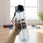 Comparison display of three different-sized water bottles in multipurpose set