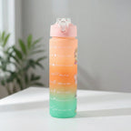 Styled image of motivational gradient water bottle for daily hydration reminder
