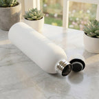 Close-up of insulated water bottle suitable for hot and cold drinks