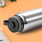 Stainless steel 1000ml silver vacuum bottle ideal for hot and cold beverages