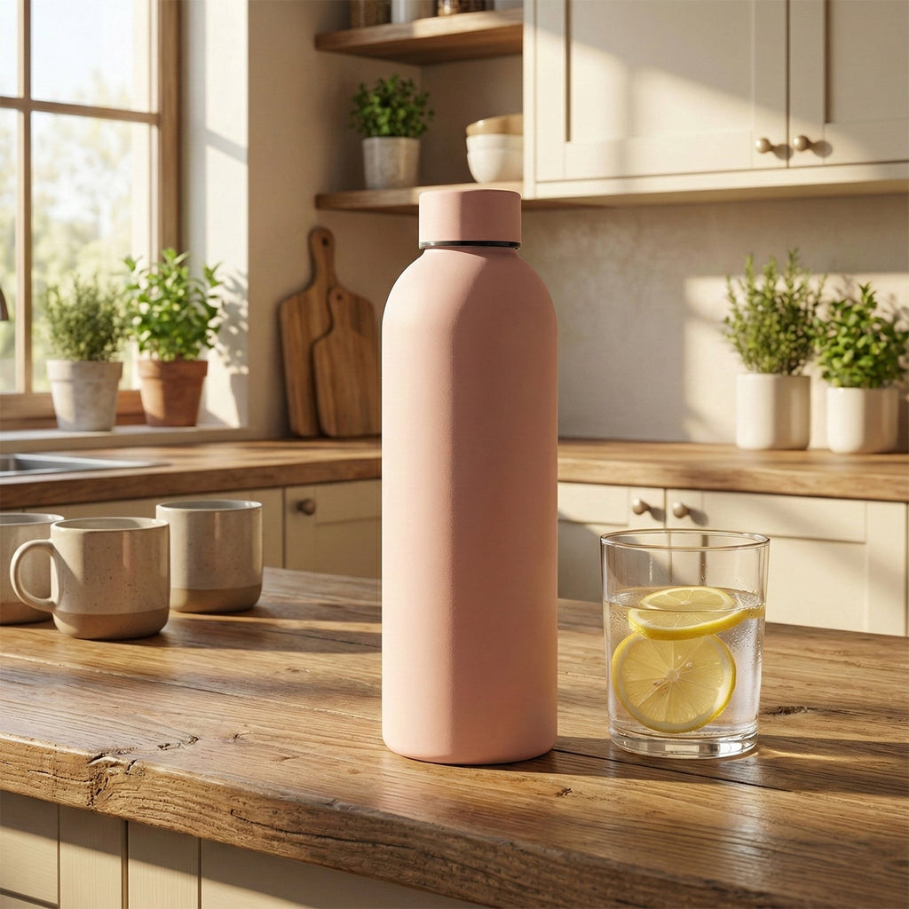 Leak-proof insulated stainless steel water bottle available in pink color