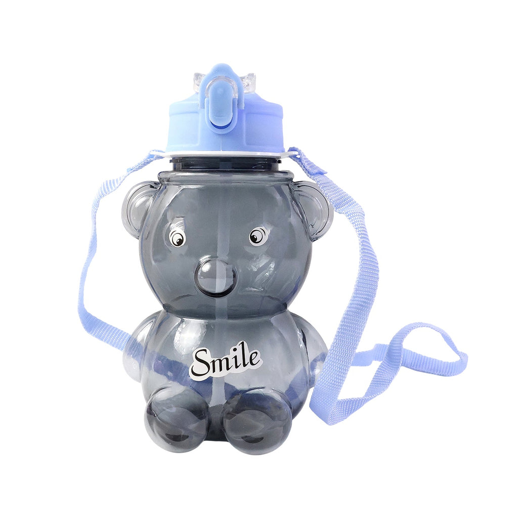 Cute kids water bottle featuring bear shape and easy sipping straw