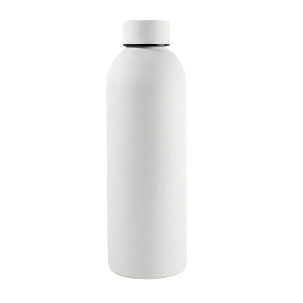 Reusable stainless steel water bottle with vacuum insulation technology