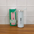 Eco-friendly glass water bottle with leak proof lid suited for travel