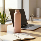 Reusable insulated stainless steel drinking bottle designed for hot and cold drinks