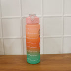 Motivational water bottle encouraging regular water intake with portable design