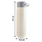 Size comparison of the compact 380ml glass water bottle, perfect for daily hydration.