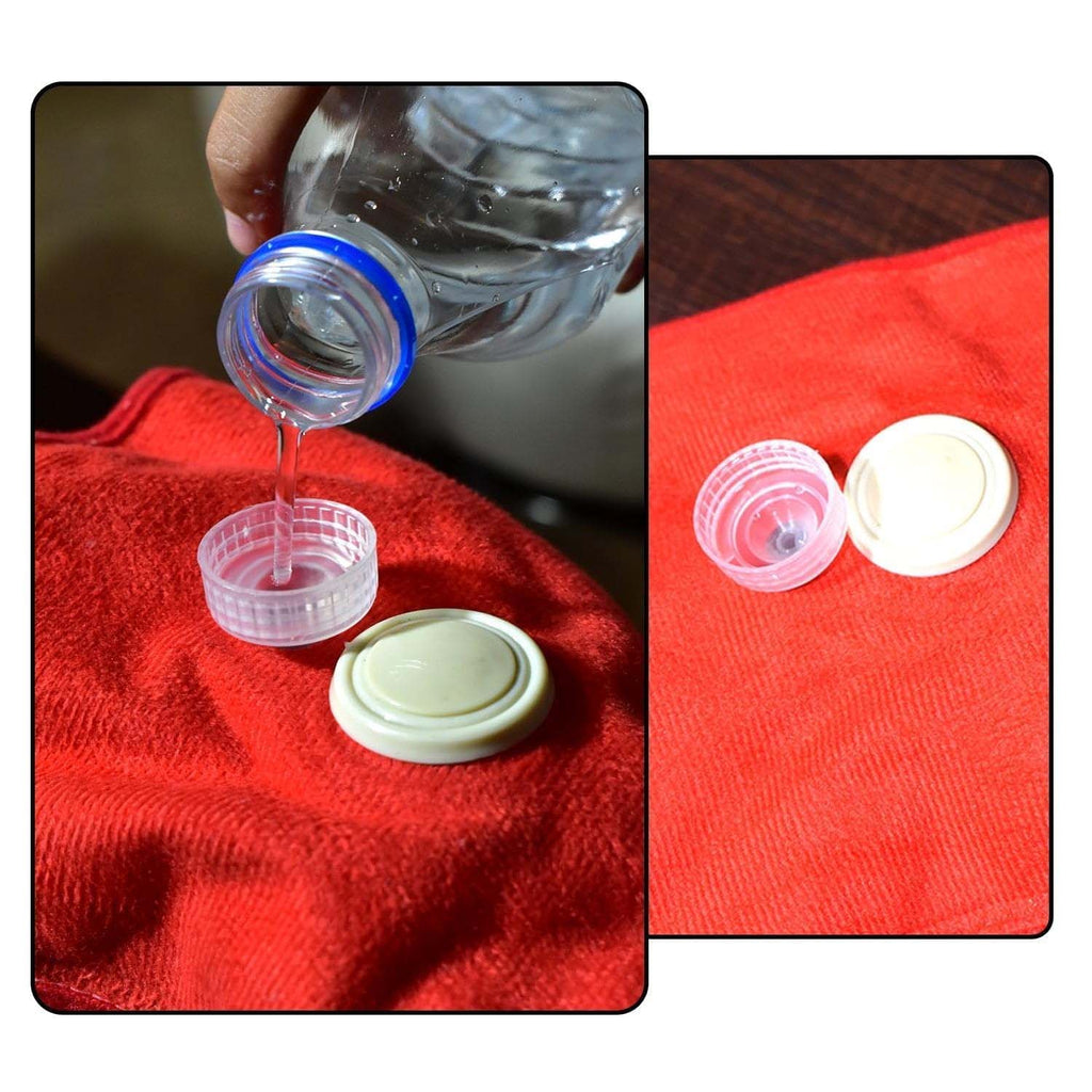 Transparent hot water bag inject cap showing easy water filling process
