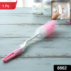 Feeding bottle cleaner brush with rotating handle for thorough cleaning
