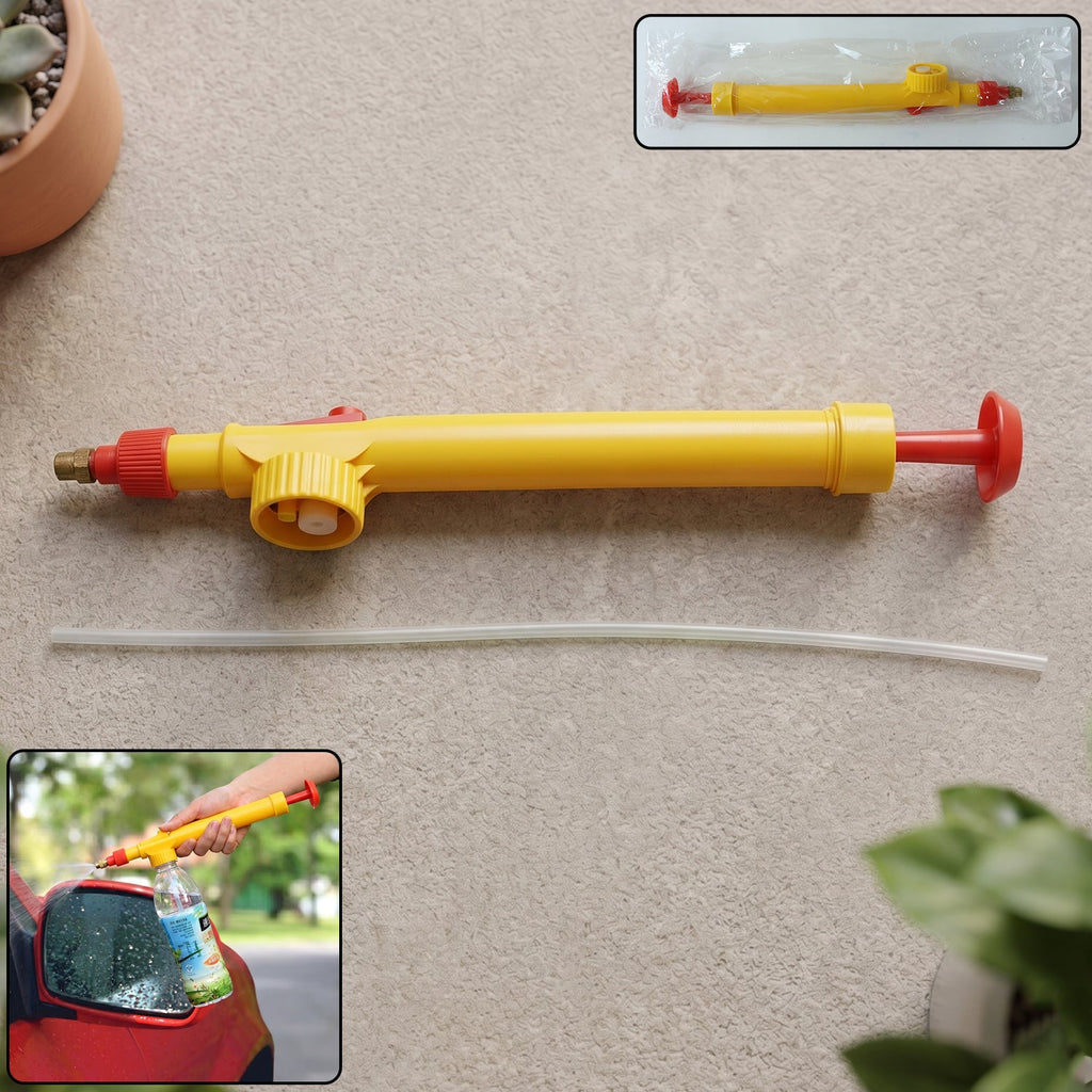 Adjustable bottle sprayer with brass nozzle attached to a standard plastic bottle.