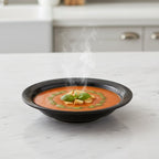 Durable deep black serving bowl for curry and soup