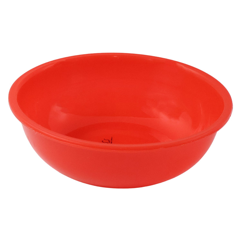 Bright red plastic serving bowl with deep round shape