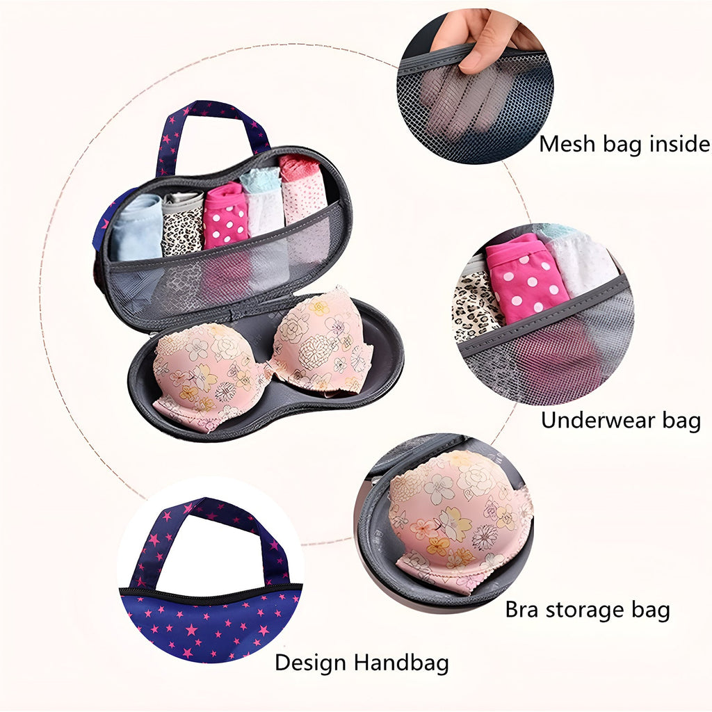 Travel-friendly molded bra storage case with handle