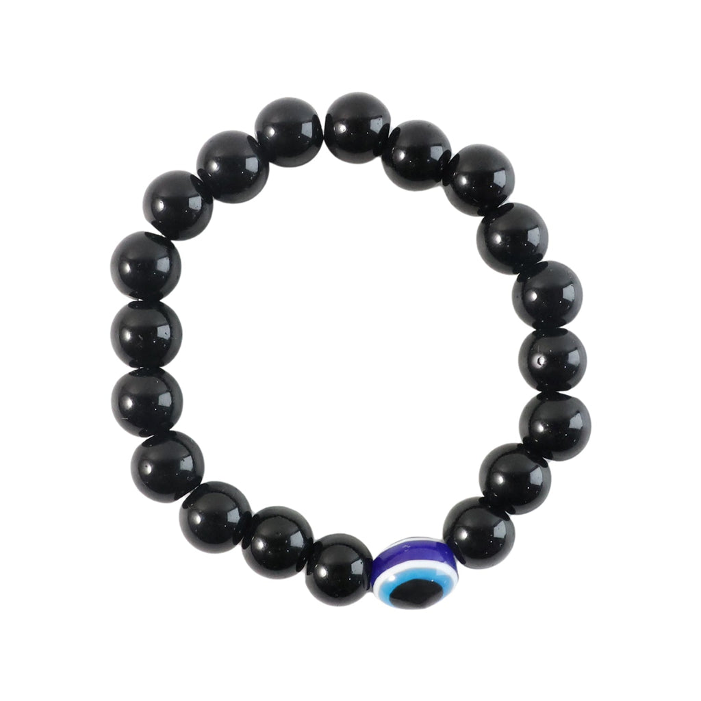 Alternate angle highlighting crystal bead shine on stretch bracelet